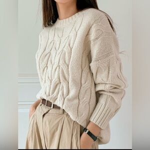 DAZY Solid Cable Knit Drop Shoulder Sweater,Long Sleeve Tops,Fall Clothes NWOT